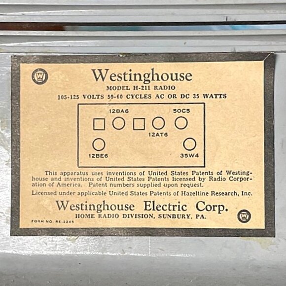 Vintage Westinghouse Model H-211 TUBE RADIO with GE & RCA parts - Picture 4 of 14
